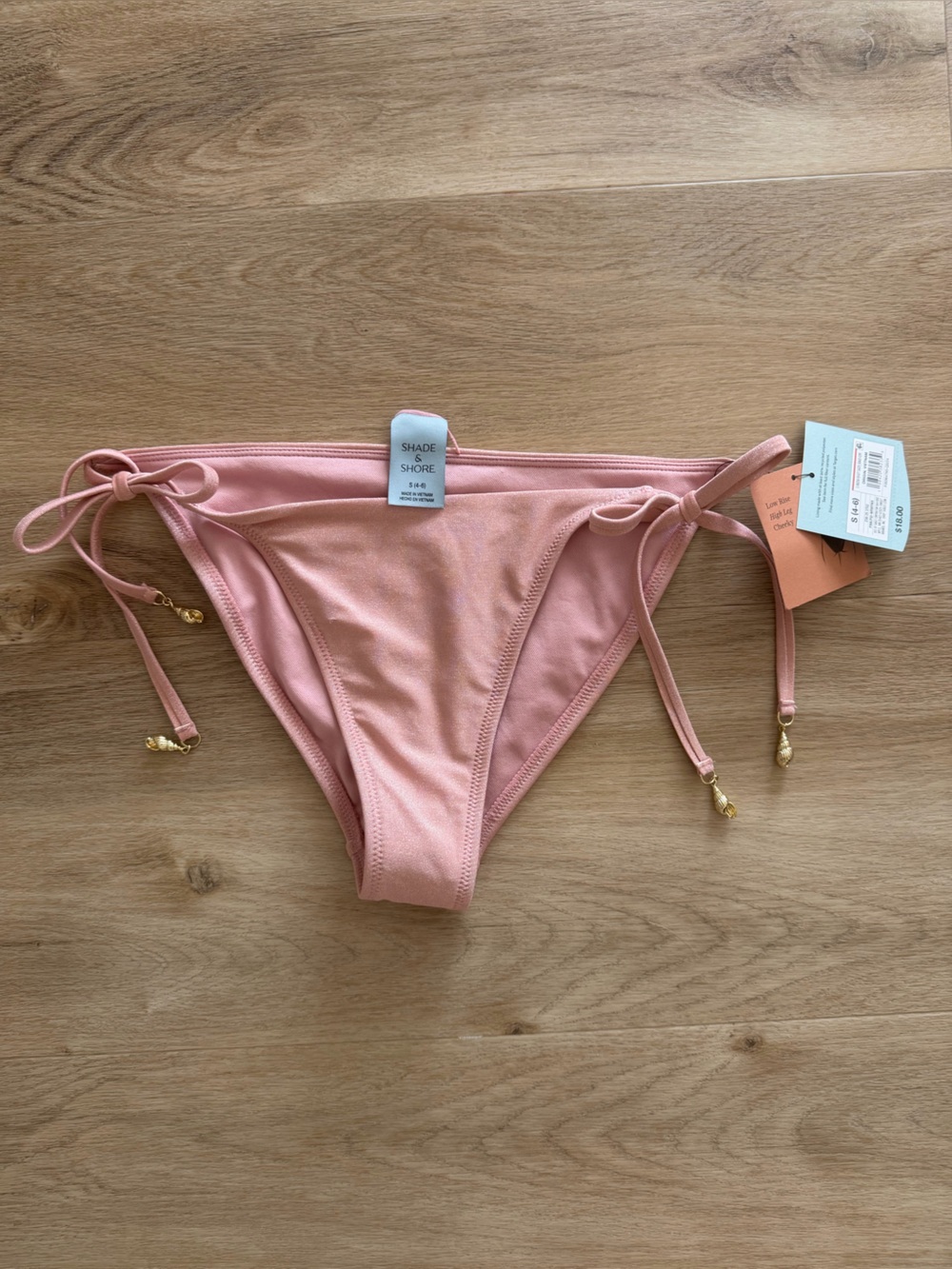Shade & Shore Dusty Rose Tie-Side Bikini Bottom